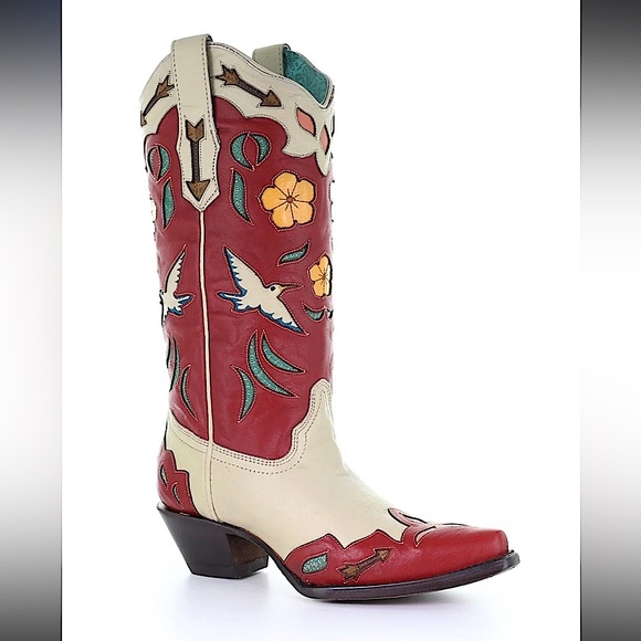Corral Shoes - Corral Red and Cream Heeled Boots